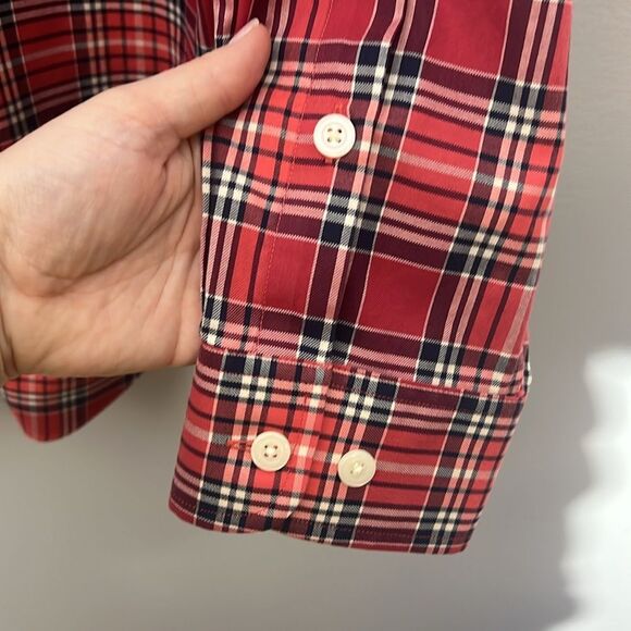 Orvis Men's L Red Plaid Long Sleeve Button Down Shirt - Picture 5 of 7